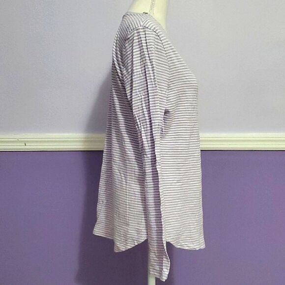 Old Navy Everyday White & Lavender Stripes Soft Long Sleeve Tee - Picture 4 of 8